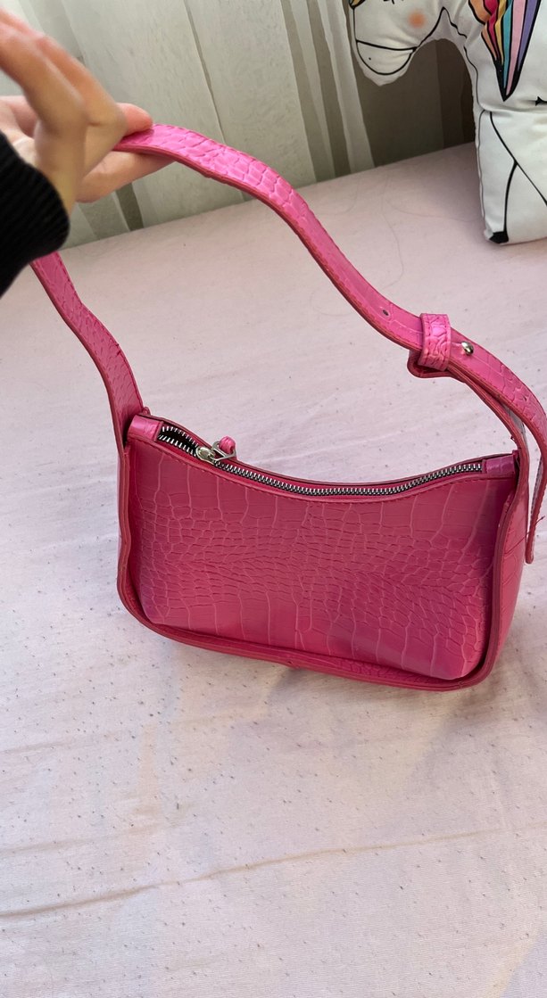 Pembe Deri Yılan Desenli Kadın Çanta - Görsel 3