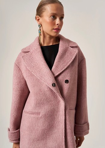 Tasarım Pembe Kısa Kaban - Görsel 2