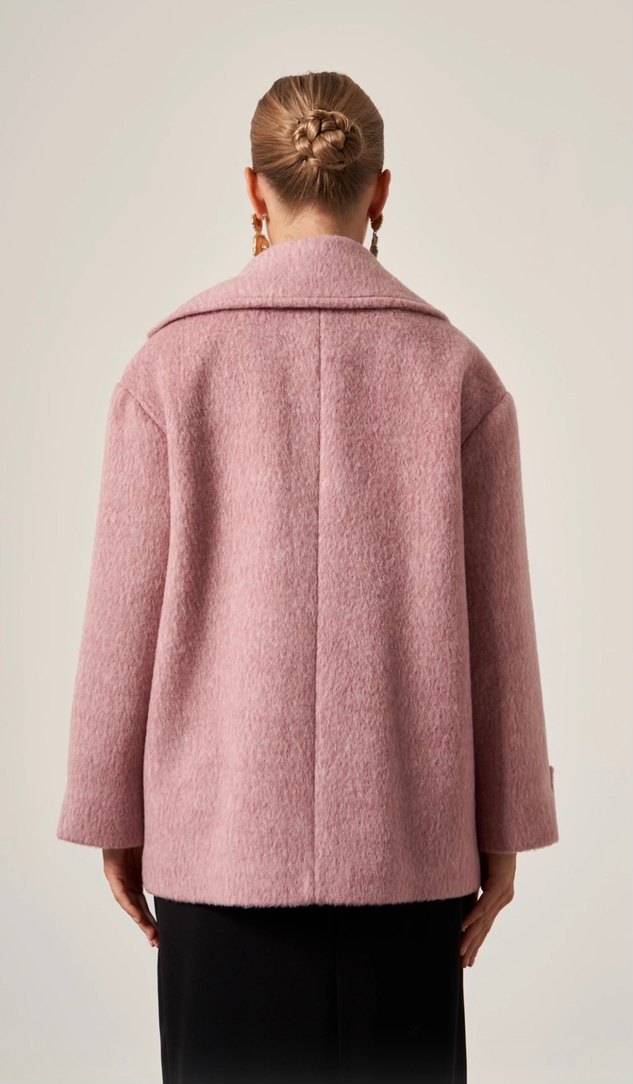 Tasarım Pembe Kısa Kaban - Görsel 3