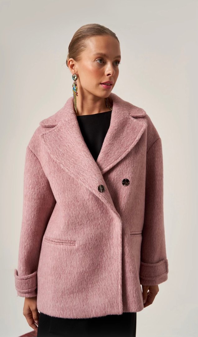 Tasarım Pembe Kısa Kaban - Görsel 2