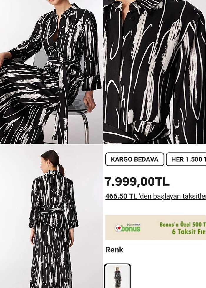 Pierre Cardin Siyah-Beyaz Elbise - Görsel 2