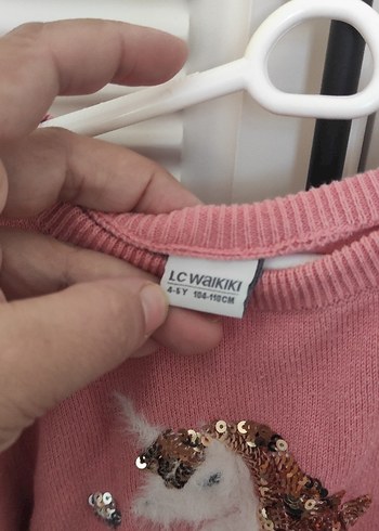 24-36 Ay Beden Nakışlı Pembe Kız Çocuk Triko Sweatshirt