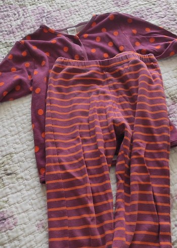 18-24 Ay Beden mor Renk Mor Noktalı ve Çizgili Bebek Kız Takımı