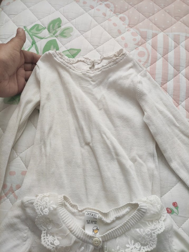 Kız Çocuk Beyaz Düğmeli Triko Bolero - Görsel 4