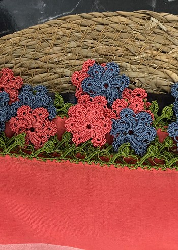 EL İŞİ Dantel Detaylı Renkli Bohem Kadın Yalık Fular - Görsel 2