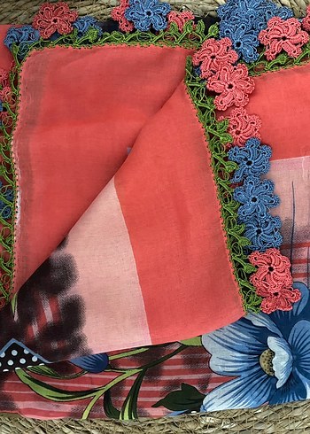 EL İŞİ Dantel Detaylı Renkli Bohem Kadın Yalık Fular - Görsel 3