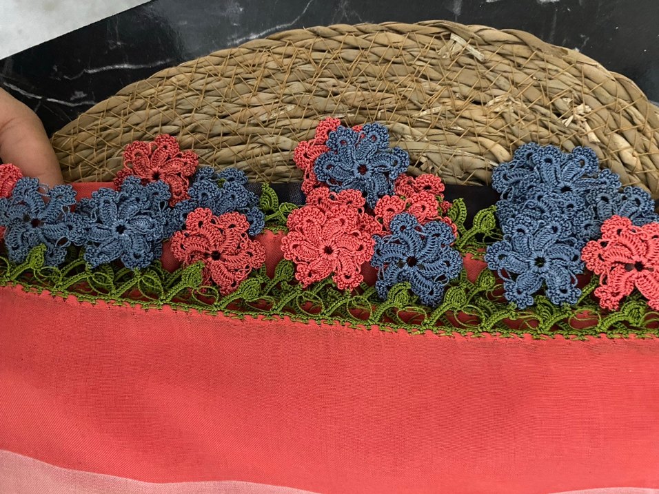 EL İŞİ Dantel Detaylı Renkli Bohem Kadın Yalık Fular - Görsel 2