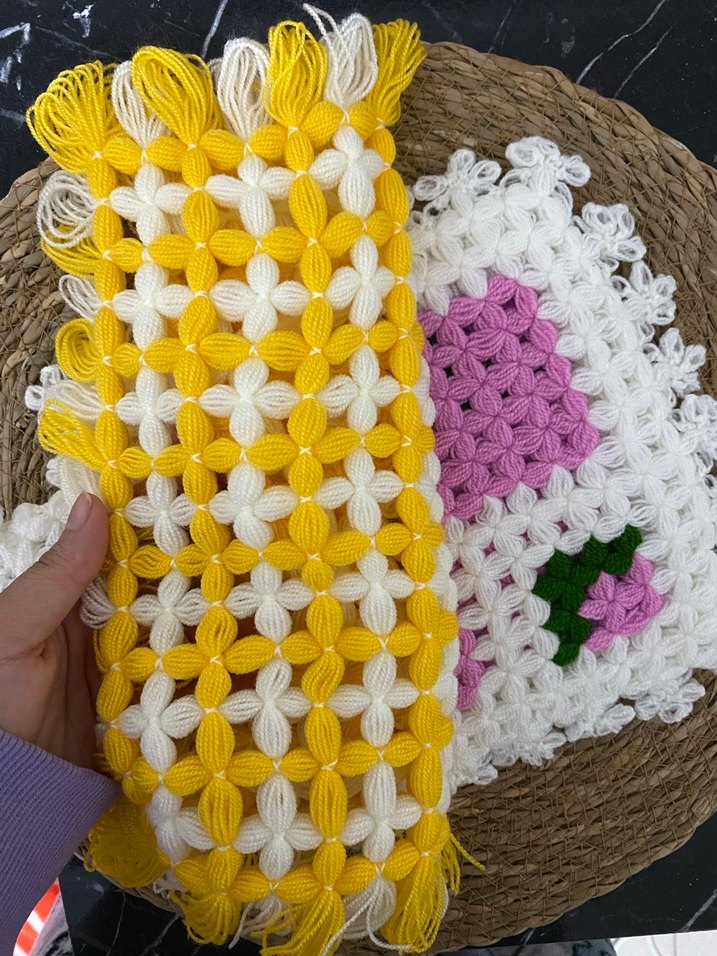 EL İŞİDİR El Yapımı Bohem Çiçekli Örgü Sabun Bezi - Görsel 3