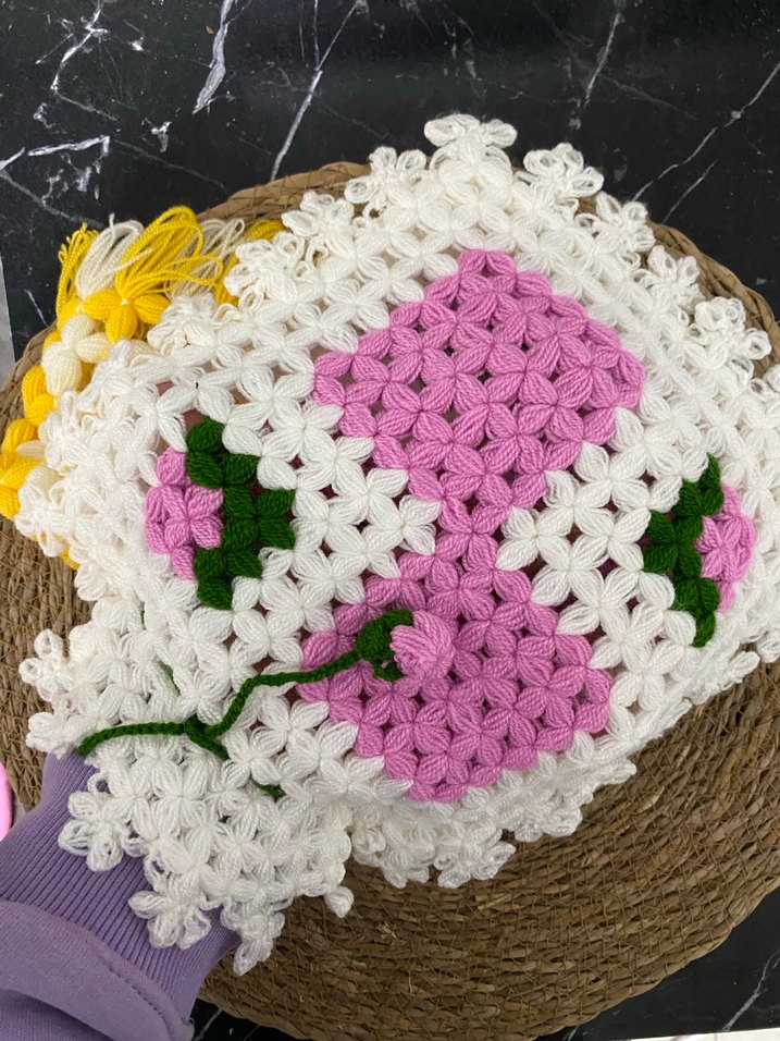 EL İŞİDİR El Yapımı Bohem Çiçekli Örgü Sabun Bezi - Görsel 2