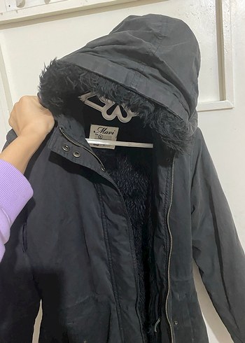 Siyah Kürklü Midi Kadın Mont - Görsel 4