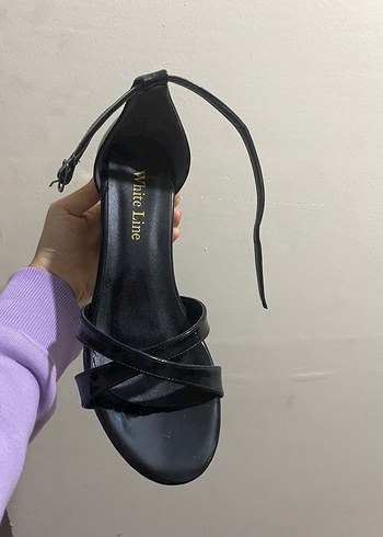 Siyah kalın kısa topuk Tokalı Stiletto - Görsel 4