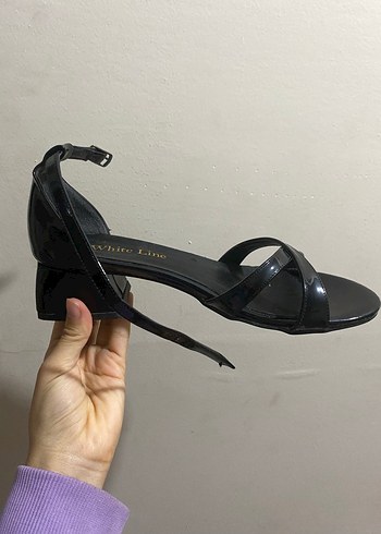 Siyah kalın kısa topuk Tokalı Stiletto - Görsel 5