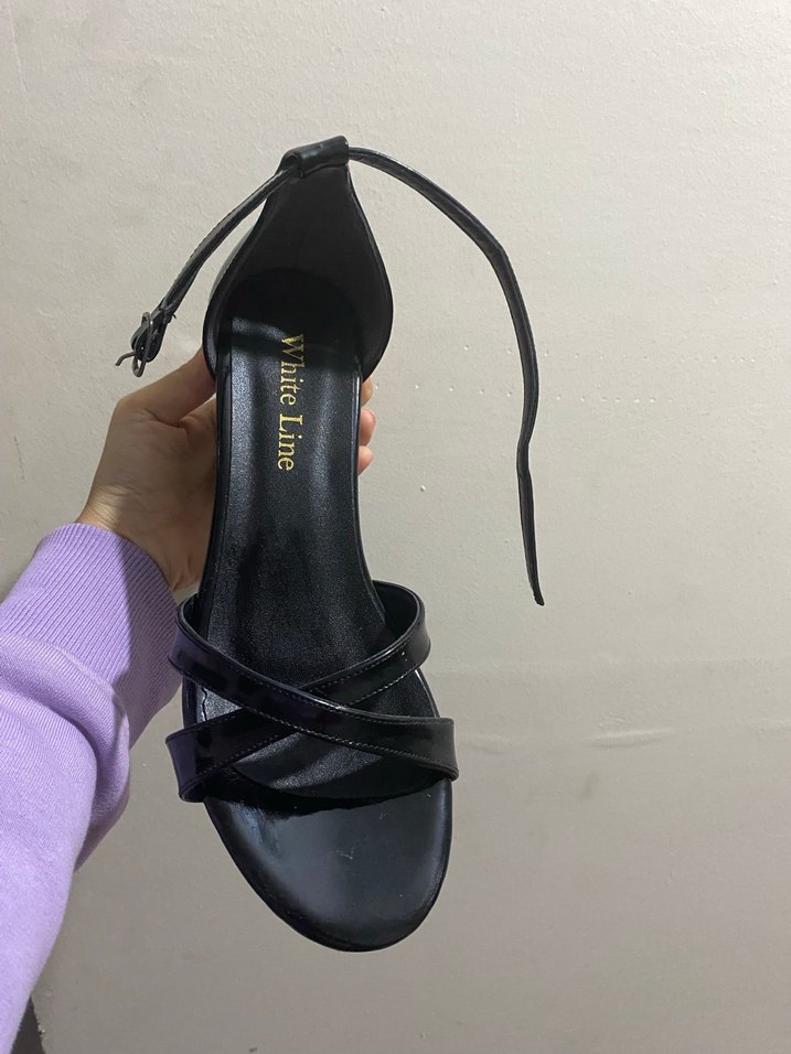 Siyah kalın kısa topuk Tokalı Stiletto - Görsel 4