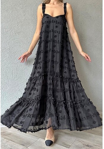 40 Beden siyah Renk Viral elbise