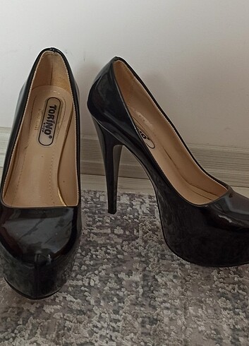 37 Beden siyah Renk Platform topuklu ayakkabı stiletto rugan