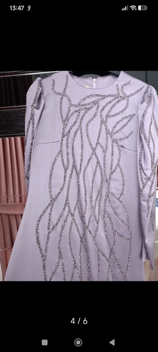 Taş İşlemeli sorunsuz tesettür Abiye Elbise - Görsel 3