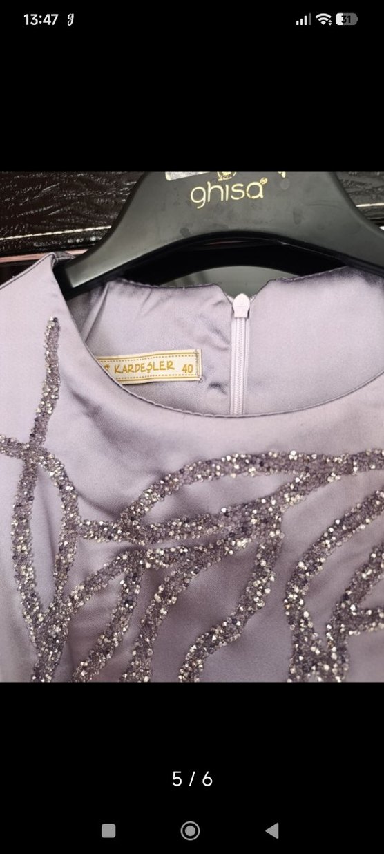 Taş İşlemeli sorunsuz tesettür Abiye Elbise - Görsel 4