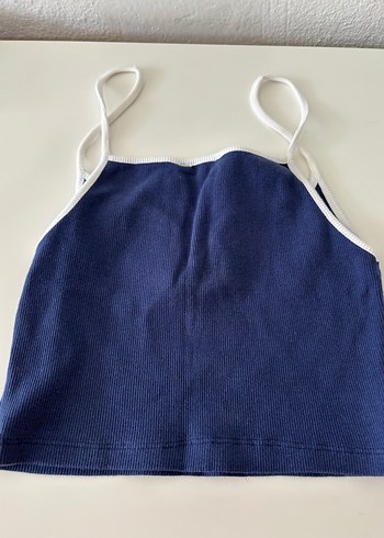 Pull and Bear Mavi V Yaka Top
