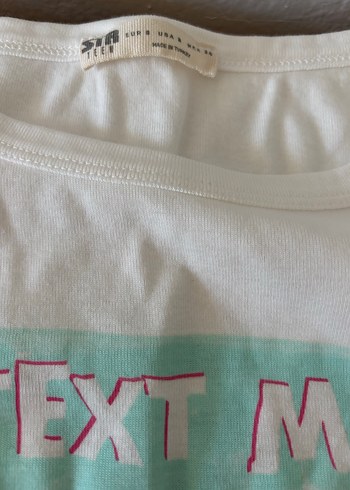 s Beden Stradivarius Beyaz Uzun Kollu Baskılı Tişört