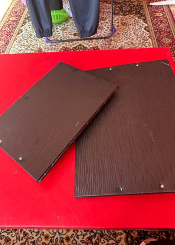 Koyu Ahşap Desenli Deri Tepsi - Görsel 3