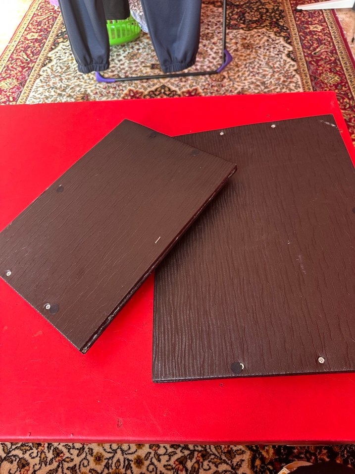 Koyu Ahşap Desenli Deri Tepsi - Görsel 3