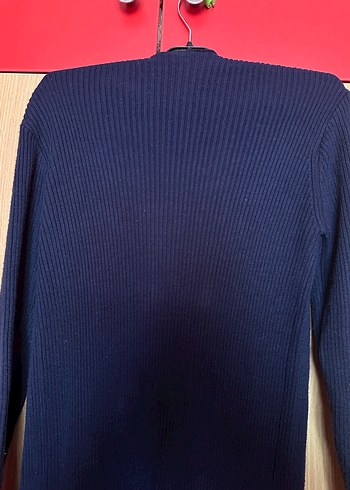 Uzun Kollu Lacivert Kadın hırka - Görsel 2