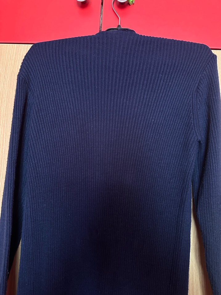 Uzun Kollu Lacivert Kadın hırka - Görsel 2