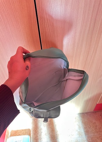 Su Yeşili Deri Kadın Sırt Çantası - Görsel 3