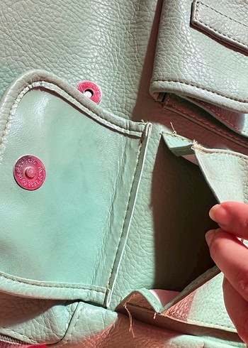 Su Yeşili Deri Kadın Sırt Çantası - Görsel 4