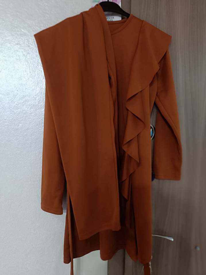 Kadın Kahverengi Uzun Kollu Fırfırlı Tunik - Görsel 4