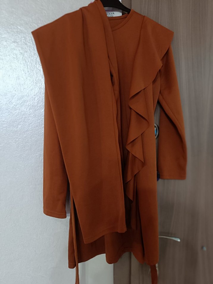 Kadın Kahverengi Uzun Kollu Fırfırlı Tunik - Görsel 3