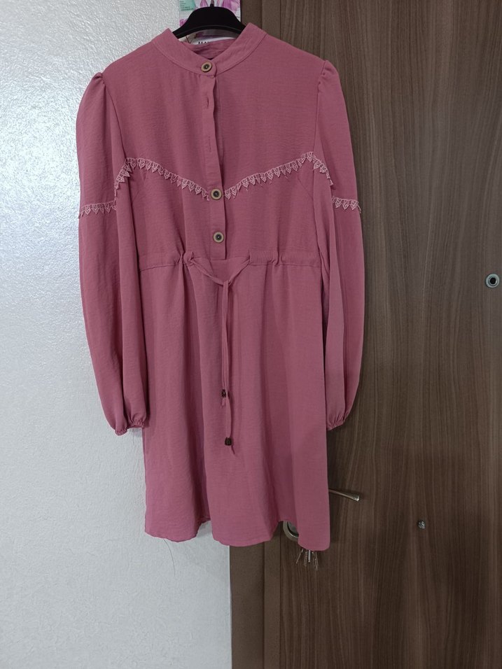 Düğmeli Bohem Pembe Hamile Bluzu - Görsel 2