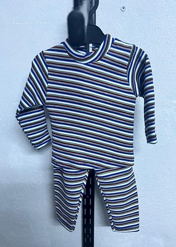 Erkek Lacivert Çizgili Boğazlı Pijama Takımı - Görsel 2