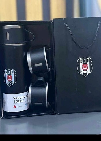 Beşiktaş Lisanslı Siyah Termos Seti - Görsel 2