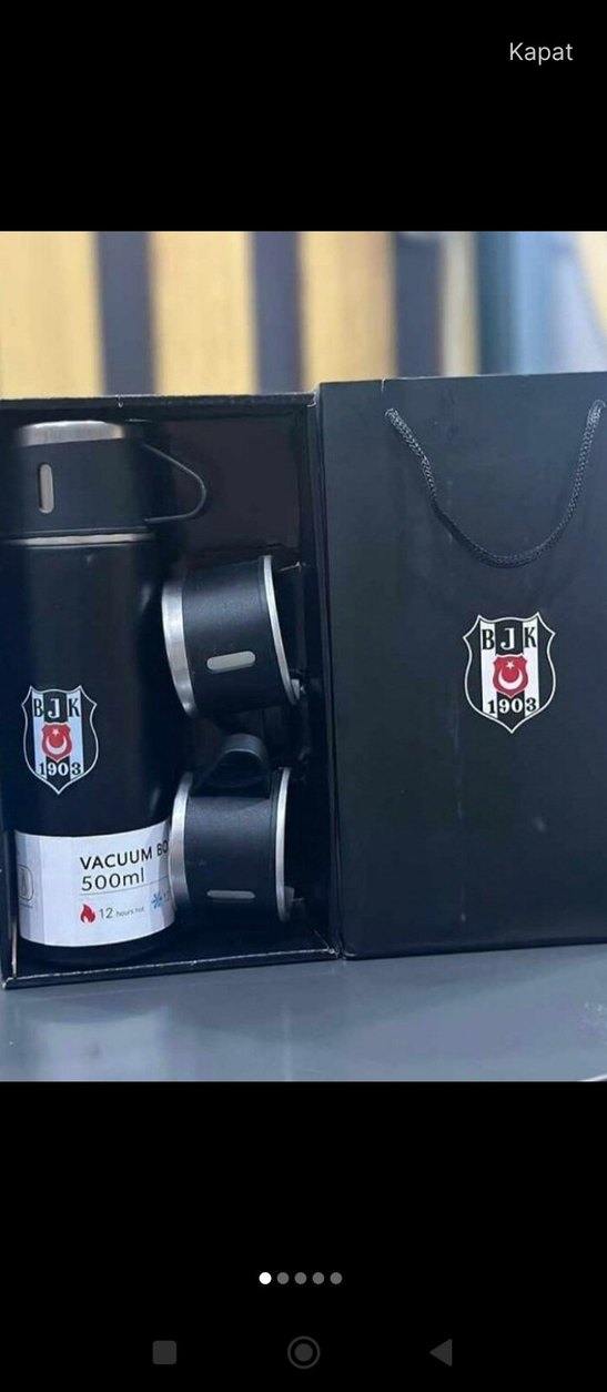 Beşiktaş Lisanslı Siyah Termos Seti - Görsel 2