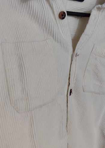 Düğmeli Beyaz kadife erkek çocuk Gömlek 9 10 yaş geniş kalıp - Görsel 2