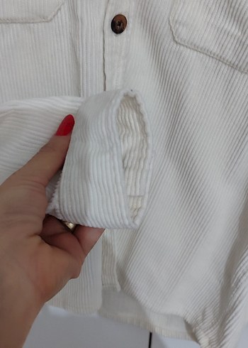 Düğmeli Beyaz kadife erkek çocuk Gömlek 9 10 yaş geniş kalıp - Görsel 4