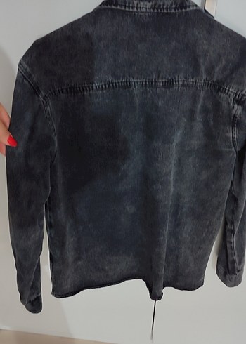 Düğmeli Siyah Erkek çocuk kot gömlek - Görsel 4