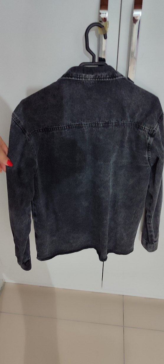 Düğmeli Siyah Erkek çocuk kot gömlek - Görsel 2