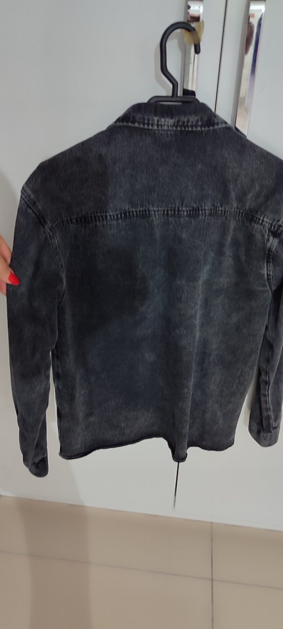 Düğmeli Siyah Erkek çocuk kot gömlek - Görsel 4