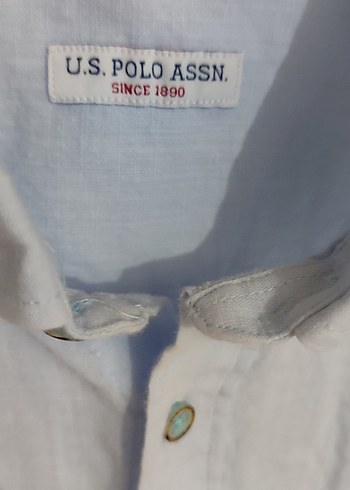 Erkek Çocuk Mavi Keten Kısa Kollu Gömlek - Görsel 3