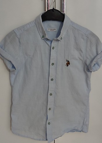 Erkek Çocuk Mavi Keten Kısa Kollu Gömlek - Görsel 2