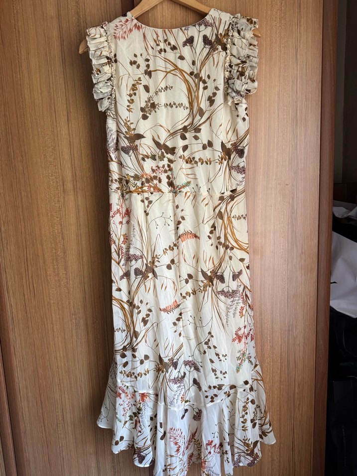 Bej V Yaka Bohem Uzun Elbise - Görsel 2