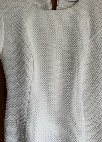 Kadın Beyaz Kısa Kollu Midi Kalem Elbise - Görsel 2