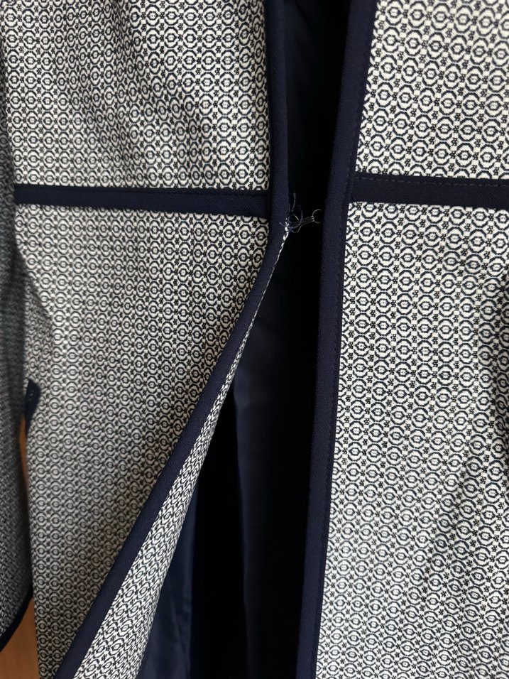 Gri lacivert Midi Kadın Ofis ceket - Görsel 2