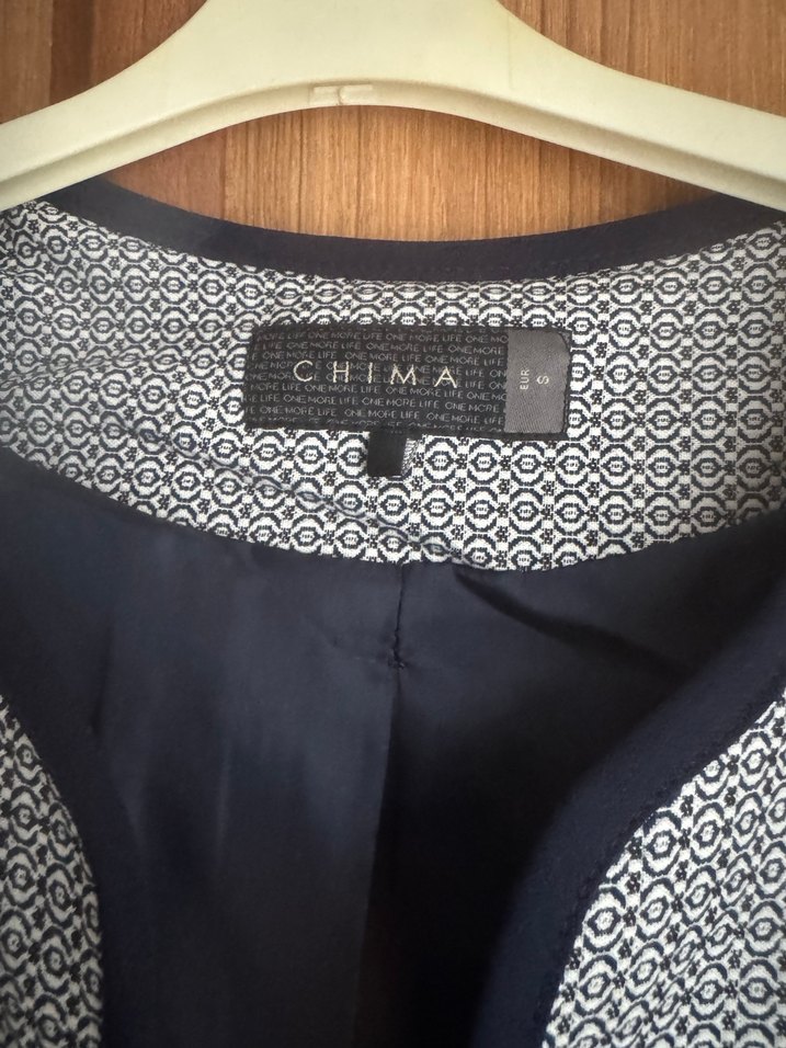 Gri lacivert Midi Kadın Ofis ceket - Görsel 3