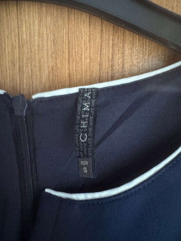 Lacivert V Yaka Kolsuz Ofis Elbisesi - Görsel 4