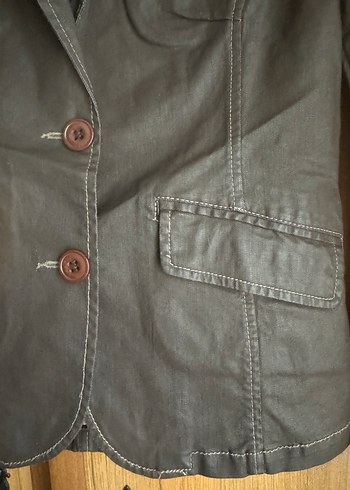 Düğmeli Kahverengi Mumlu Deri Kadın Ceket - Görsel 3