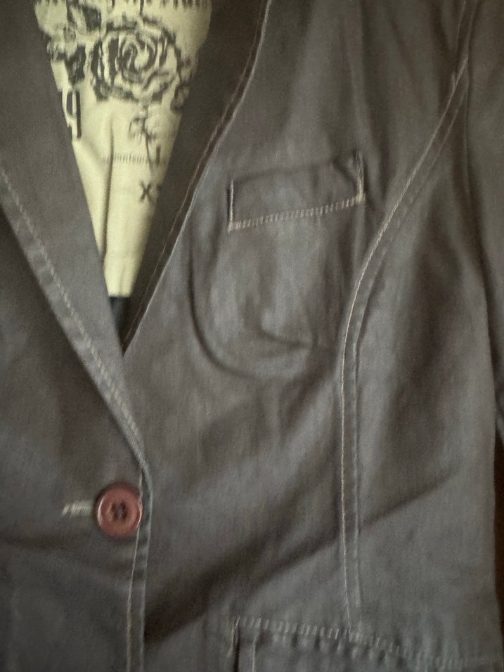 Düğmeli Kahverengi Mumlu Deri Kadın Ceket - Görsel 2