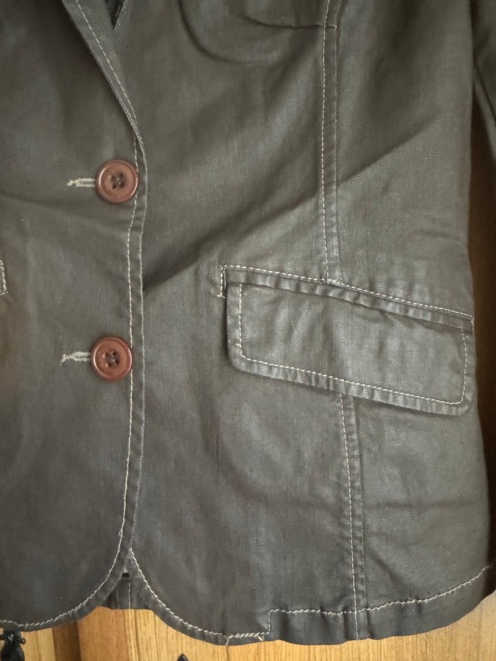 Düğmeli Kahverengi Mumlu Deri Kadın Ceket - Görsel 3